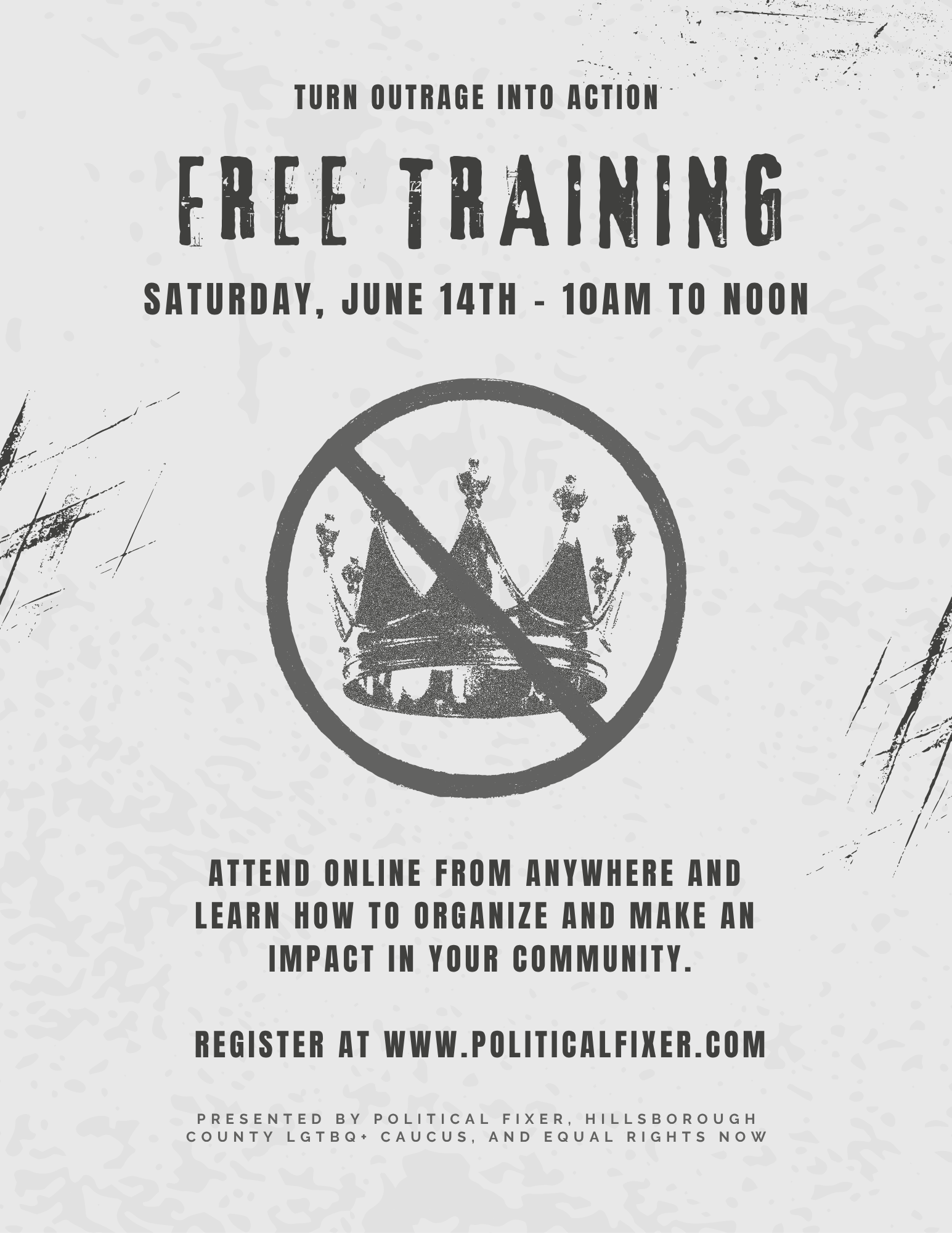 Training Flyer No Kings Theme Turn outrage into action - Join us for FREE training